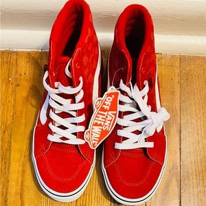 Red big girl high top vans